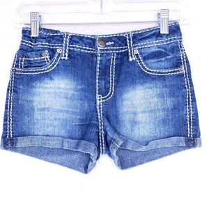 Cherokee Adjustable Waist Jean Shorts Girls Size 10/12 Mid Rise Denim Pants